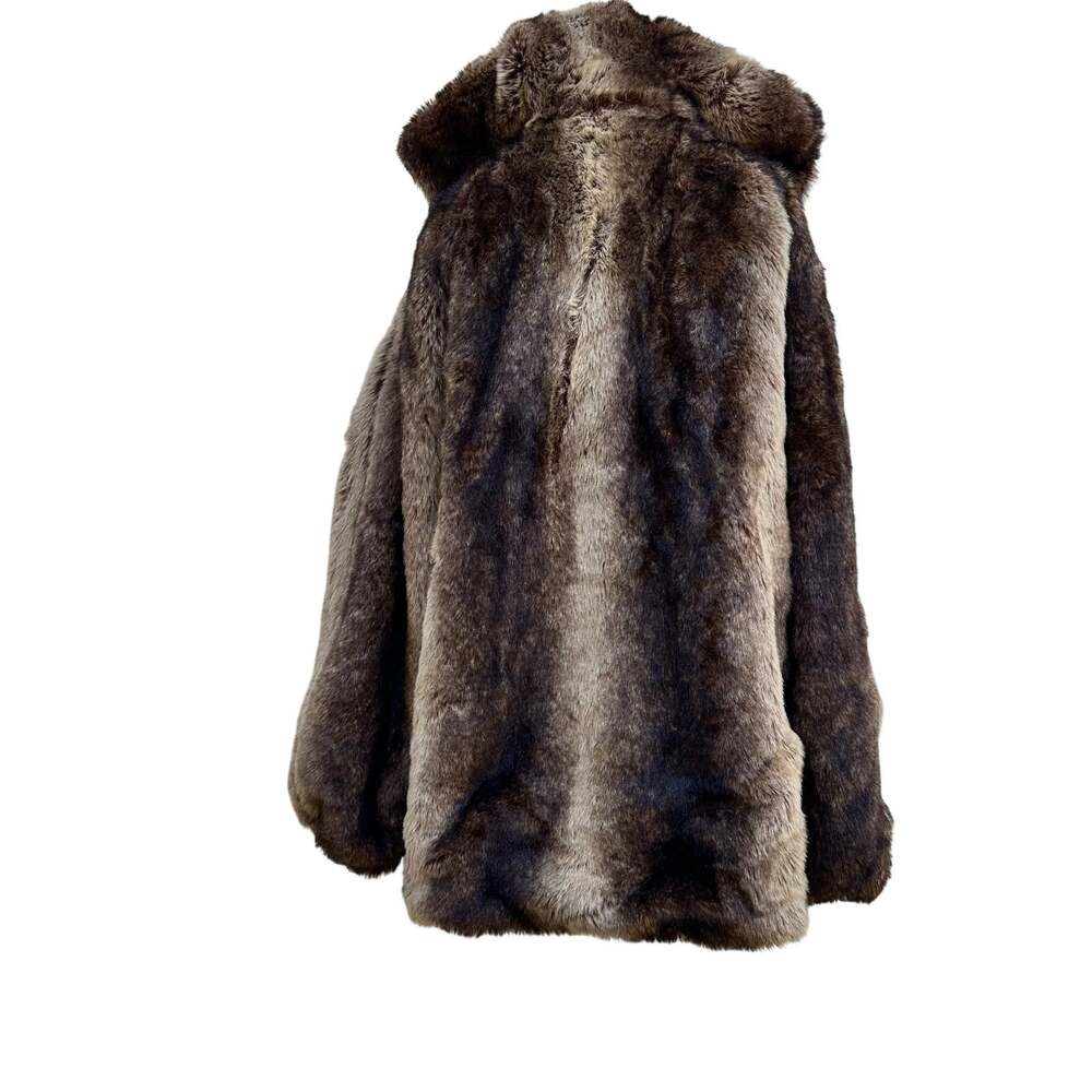 Vintage Mark Andre Tan Leather Brown Reversible Women’s Hooded Coat Womens XL